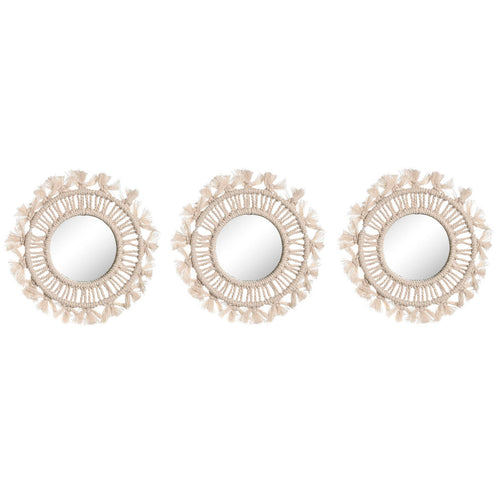 Mirror Set Home ESPRIT White Boho 20 x 1 x 20 cm (3 Pieces)-0