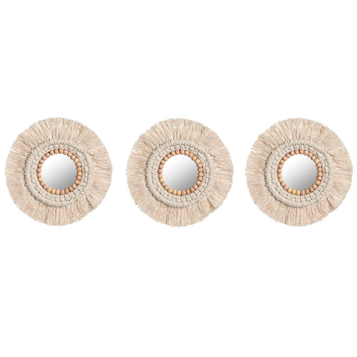 Mirror Set Home ESPRIT White Boho 20 x 1 x 20 cm (3 Pieces)-0