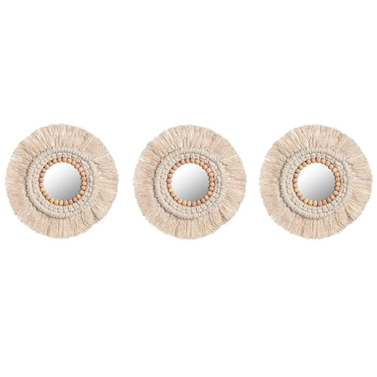 Mirror Set Home ESPRIT White Boho 20 x 1 x 20 cm (3 Pieces)-0
