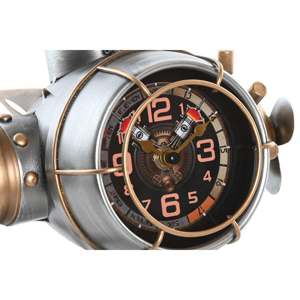 Table clock Home ESPRIT Golden Silver Aeroplane Vintage-3