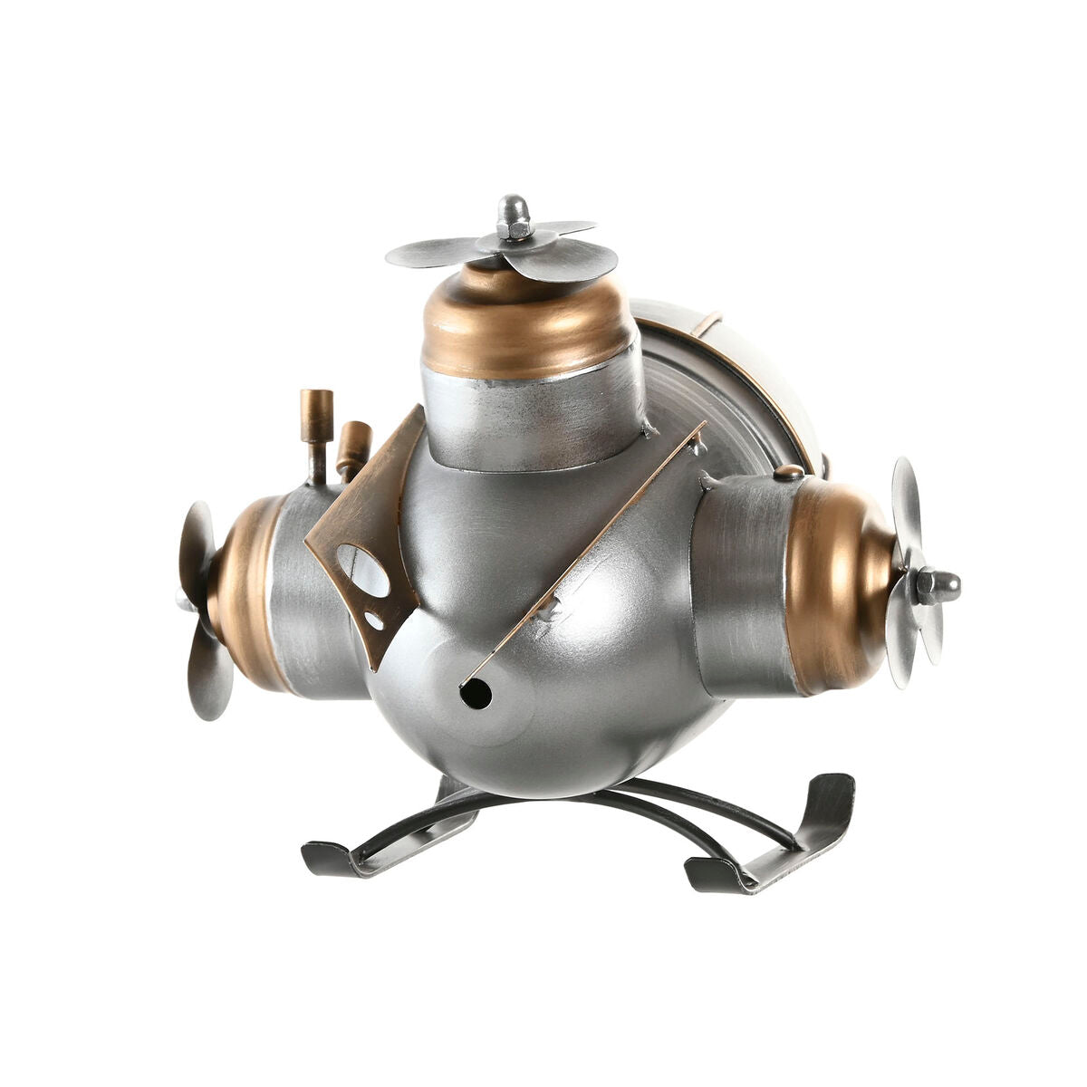 Table clock Home ESPRIT Golden Silver Aeroplane Vintage-1