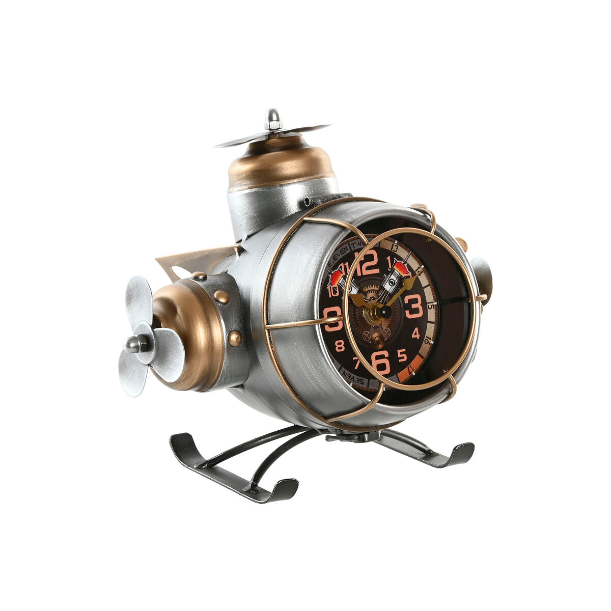 Table clock Home ESPRIT Golden Silver Aeroplane Vintage-0