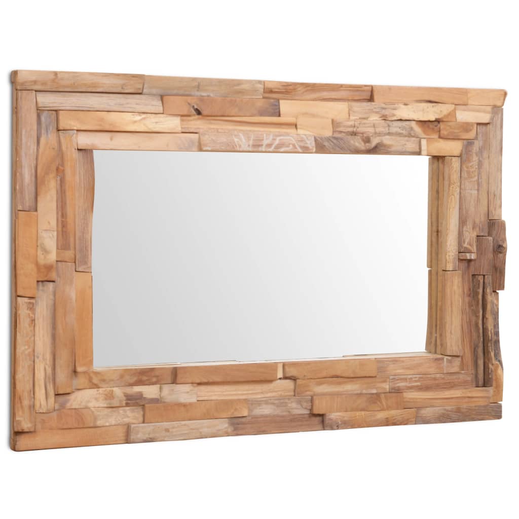 NNEVL Decorative Mirror Teak 90x60 cm Rectangular-1