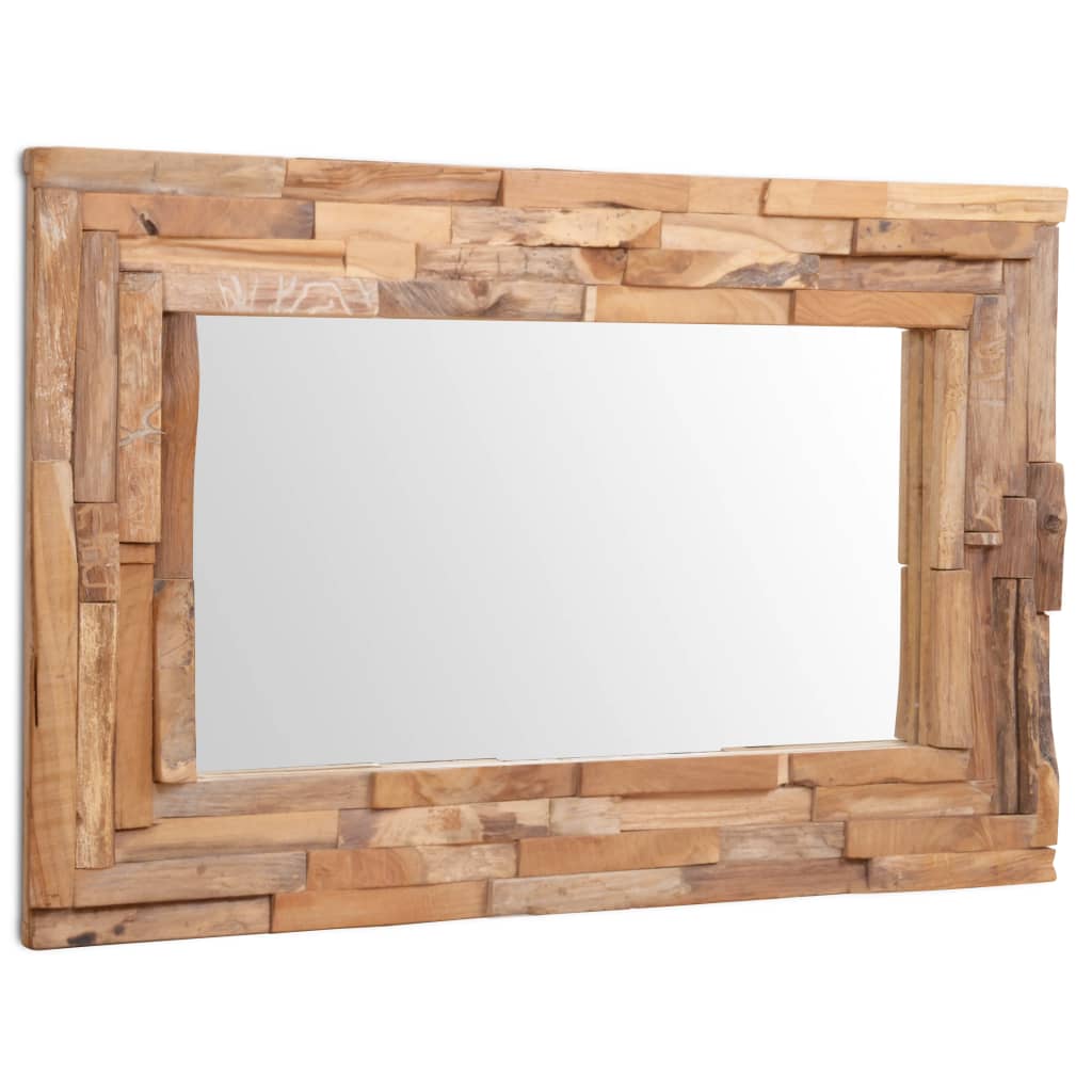 NNEVL Decorative Mirror Teak 90x60 cm Rectangular-2