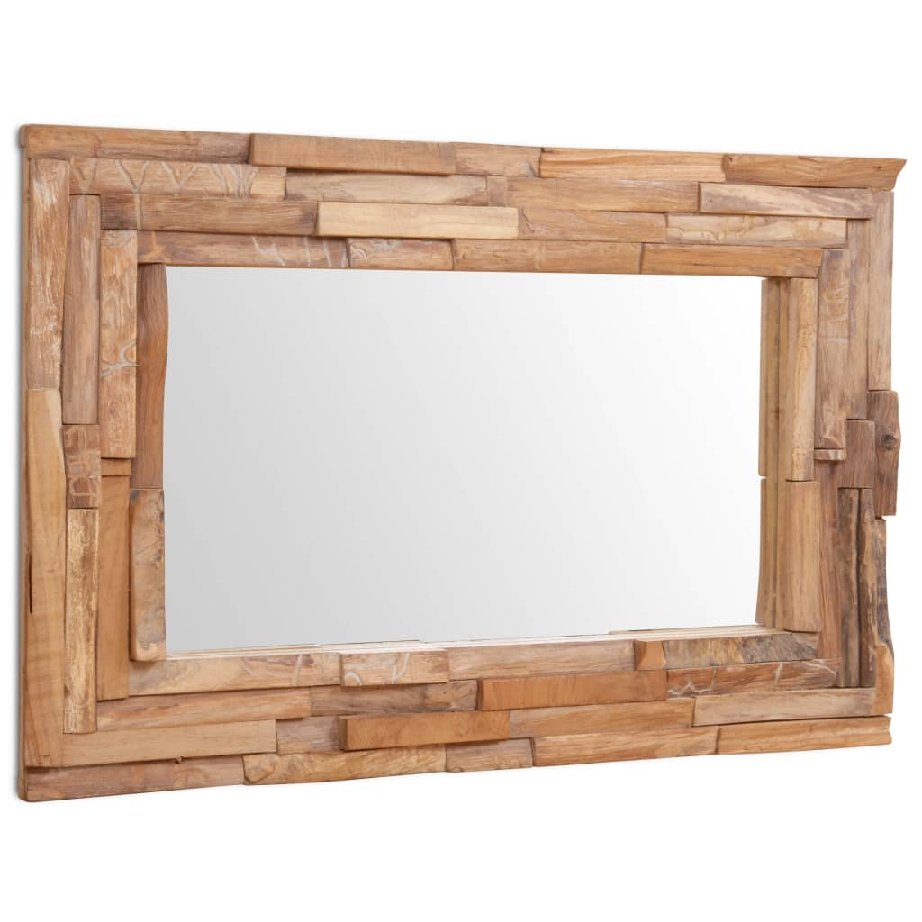 NNEVL Decorative Mirror Teak 90x60 cm Rectangular-3