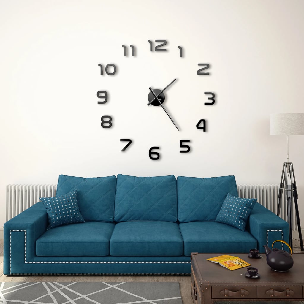 NNEVL 3D Wall Clock Modern Design 100 cm XXL Black-0