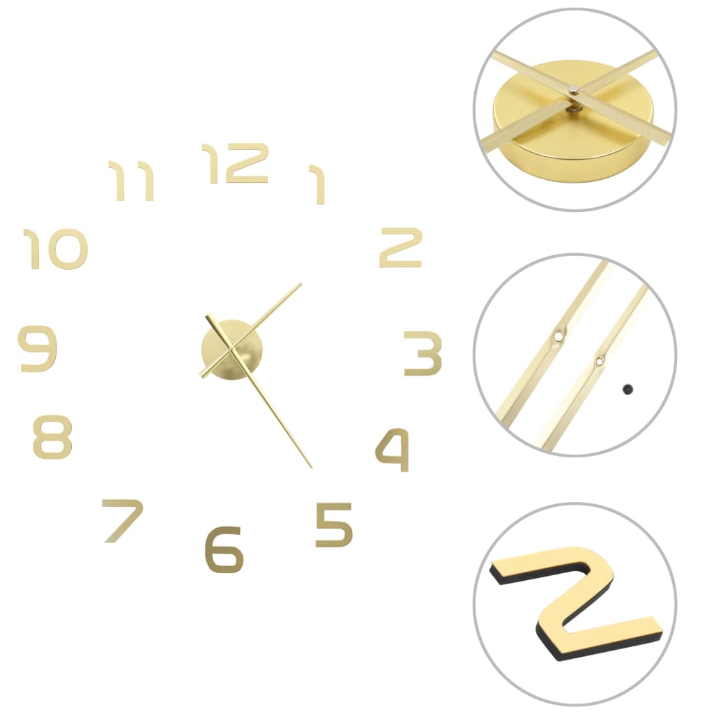 NNEVL 3D Wall Clock Modern Design 100 cm XXL Gold-0