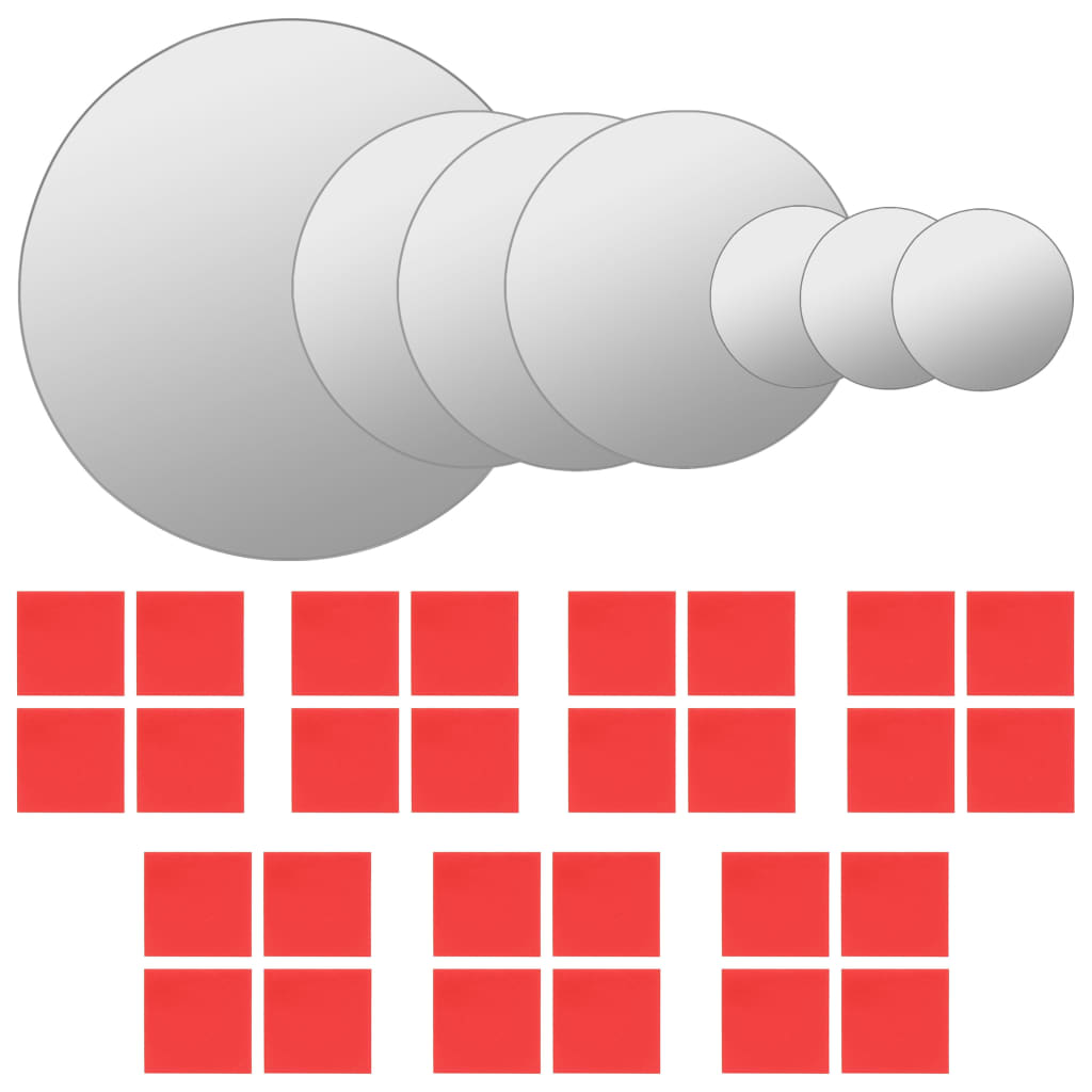 NNEVL 7 Piece Wall Mirror Set Round Glass-1