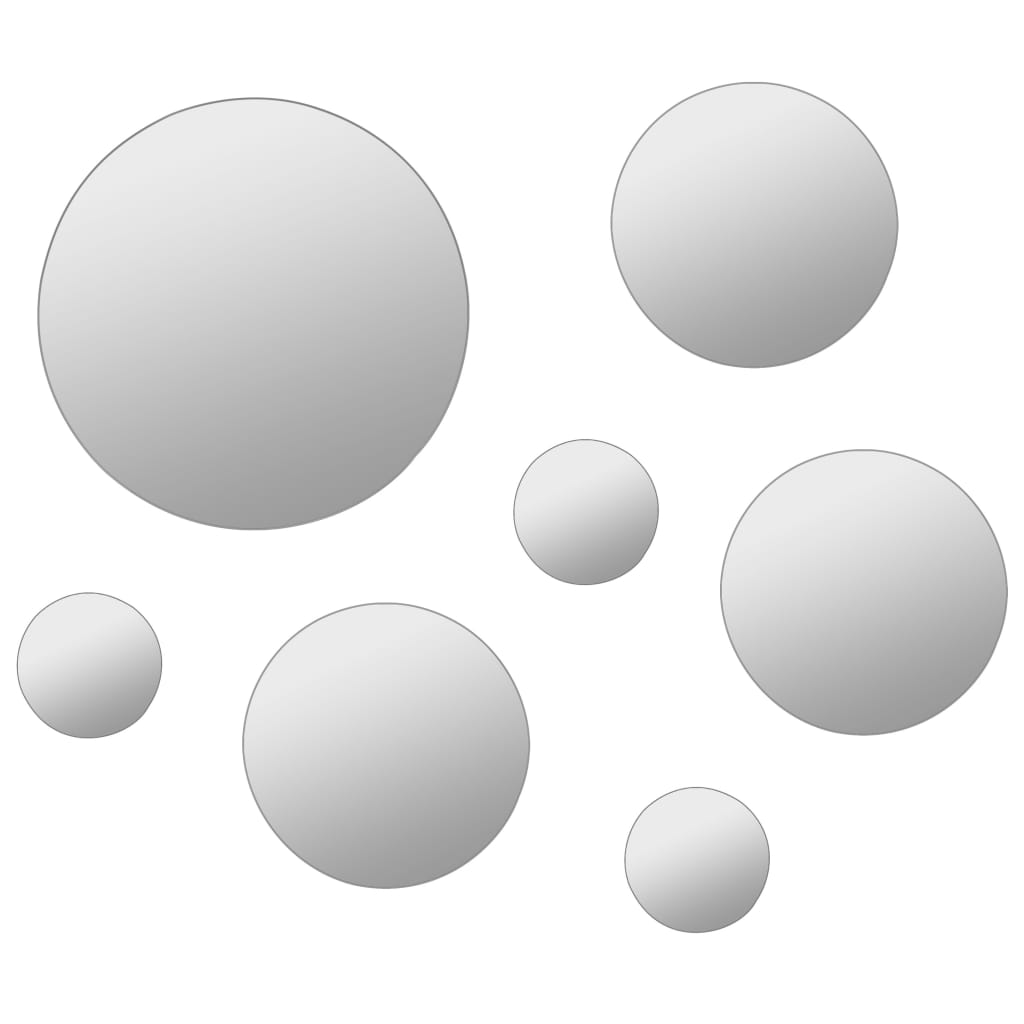 NNEVL 7 Piece Wall Mirror Set Round Glass-2