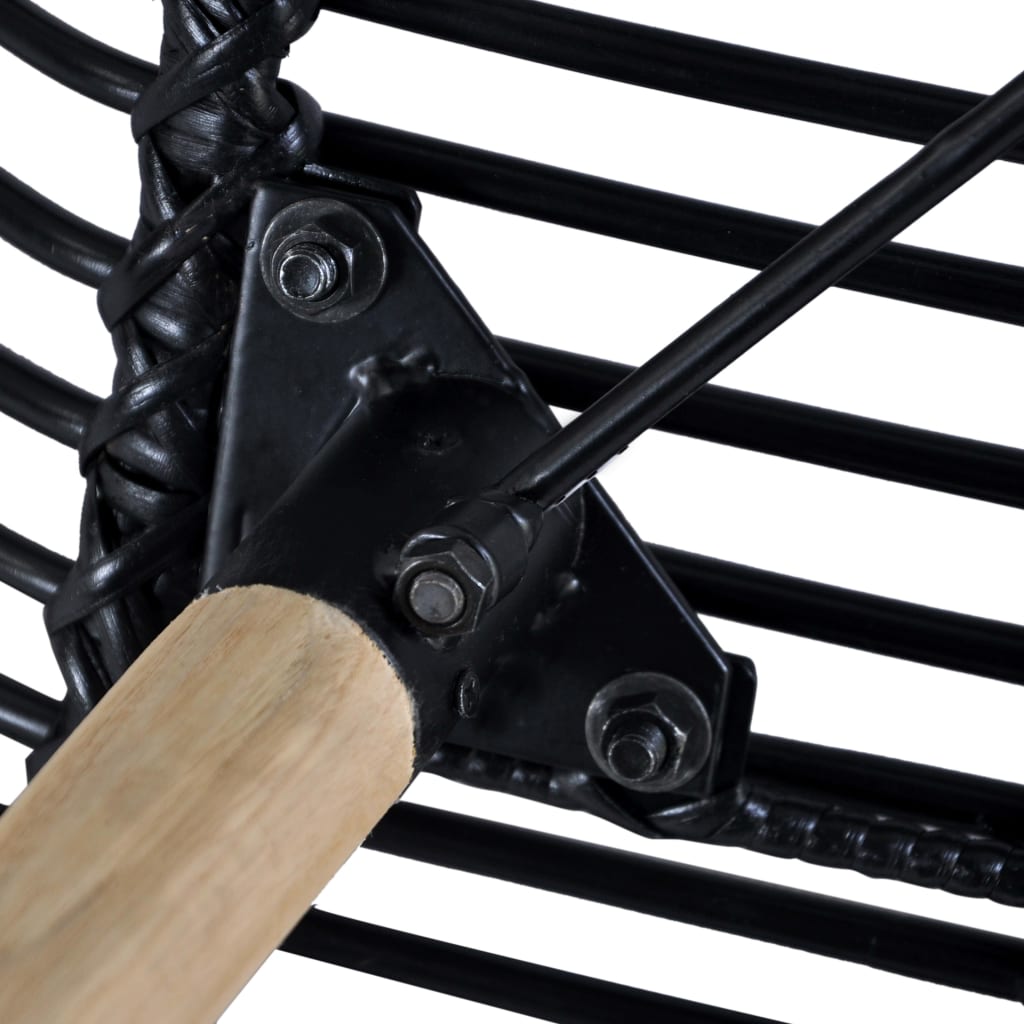 NNEVL Dining Chairs 4 pcs Black Natural Rattan-4