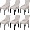 NNEVL Dining Chairs 6 pcs Cream Grey Fabric-0