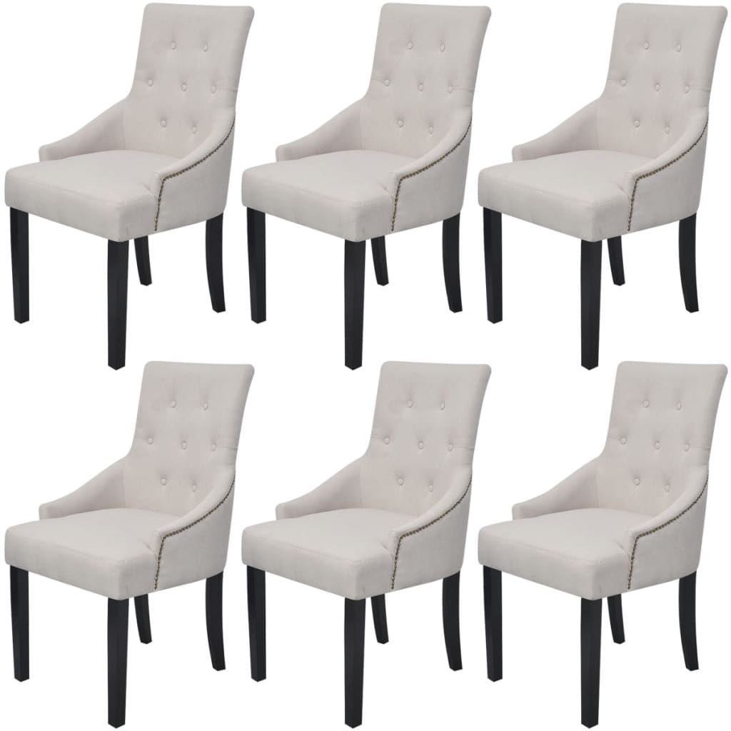 NNEVL Dining Chairs 6 pcs Cream Grey Fabric-0