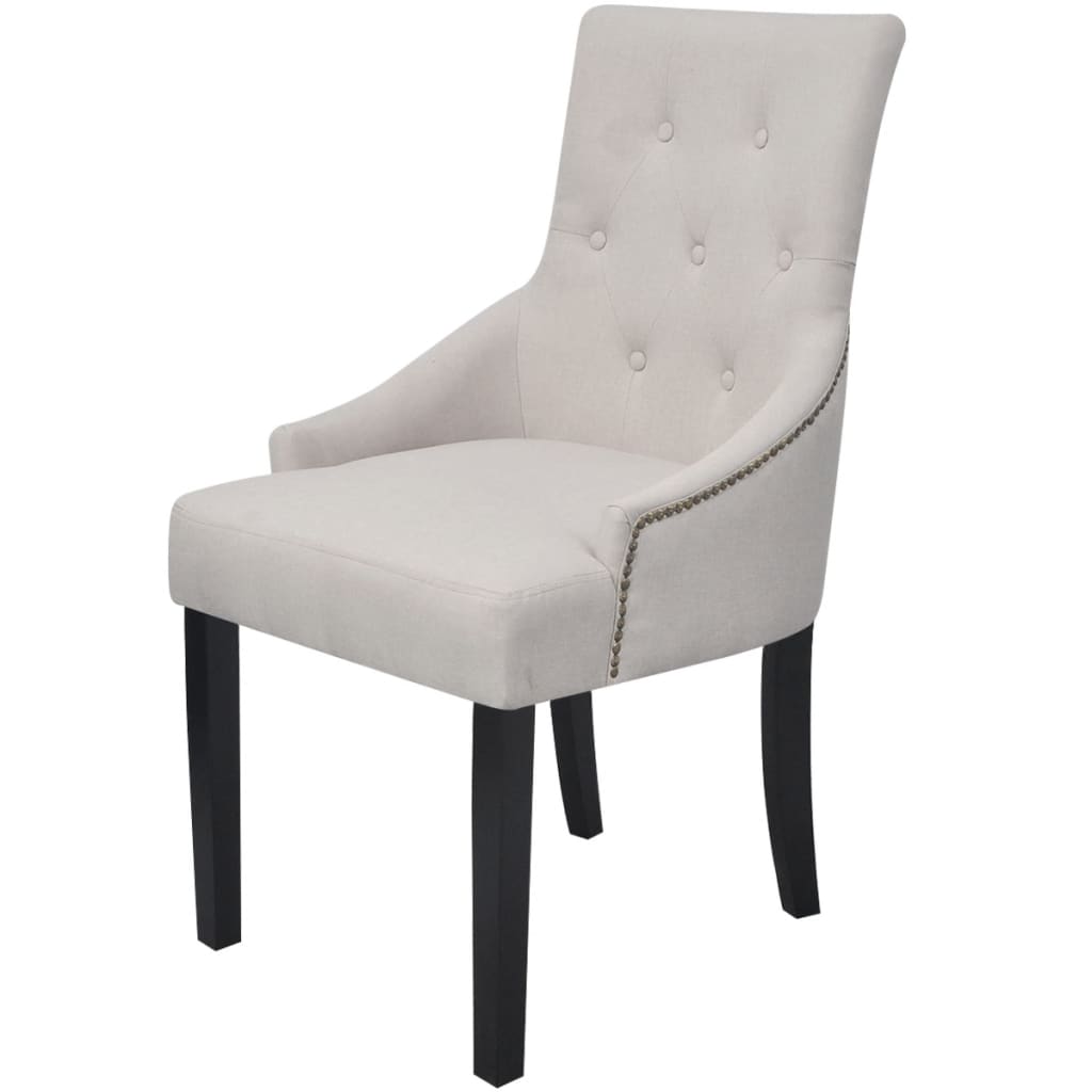 NNEVL Dining Chairs 6 pcs Cream Grey Fabric-1