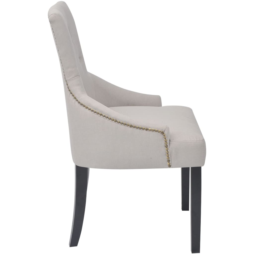 NNEVL Dining Chairs 6 pcs Cream Grey Fabric-3