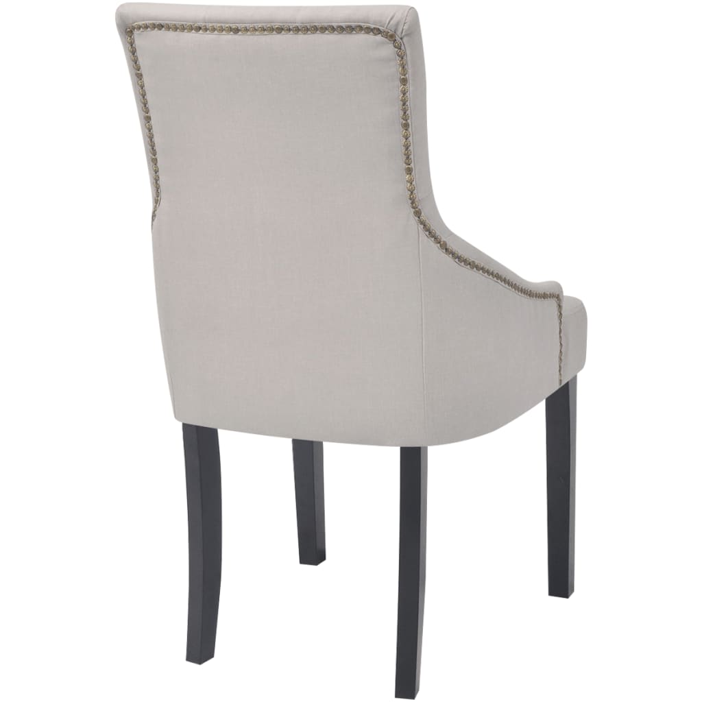 NNEVL Dining Chairs 6 pcs Cream Grey Fabric-4
