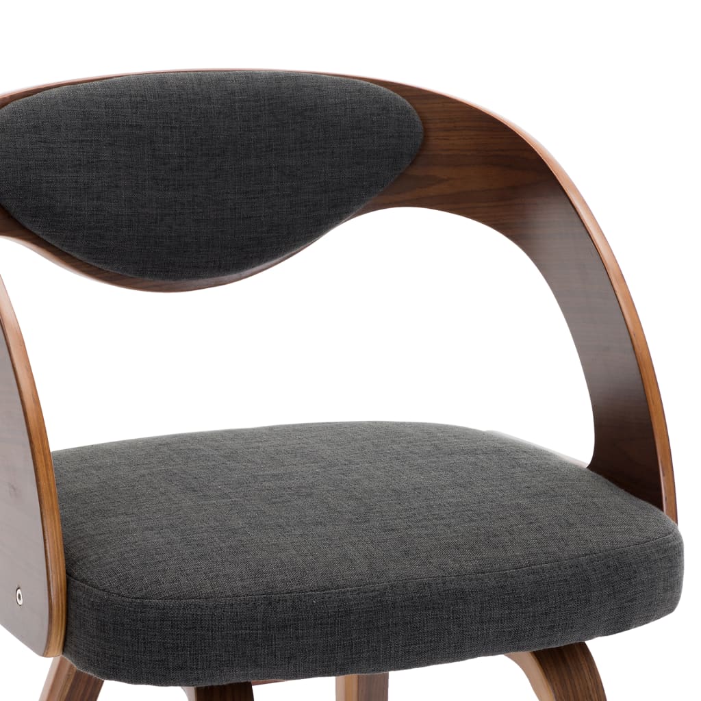 NNEVL Dining Chairs 2 pcs Dark Grey Bent Wood and Fabric-4