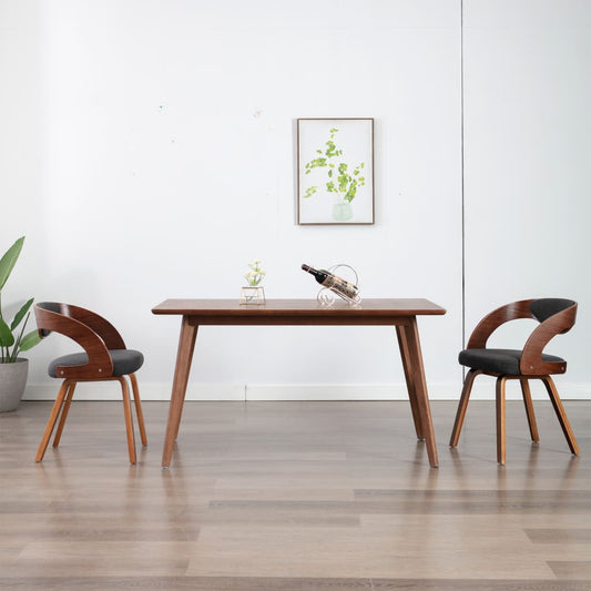 NNEVL Dining Chairs 2 pcs Dark Grey Bent Wood and Fabric-0