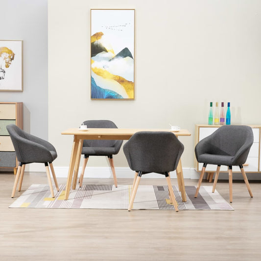 NNEVL Dining Chairs 4 pcs Dark Grey Fabric-0