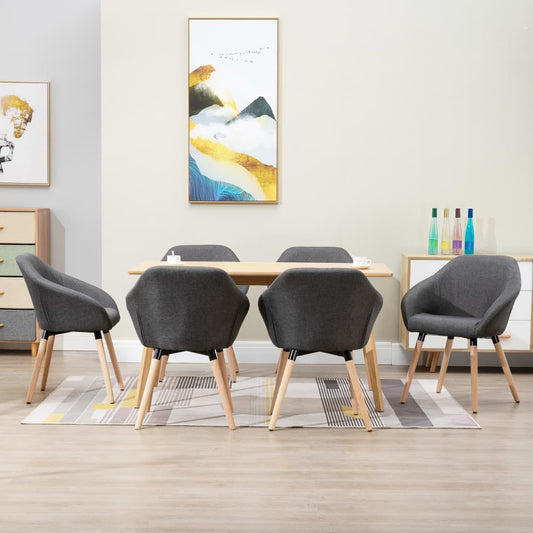 NNEVL Dining Chairs 6 pcs Dark Grey Fabric-0