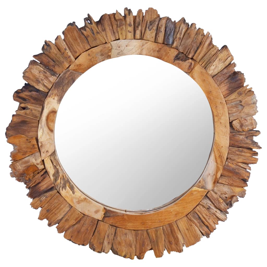 NNEVL Wall Mirror 60 cm Teak Round-0
