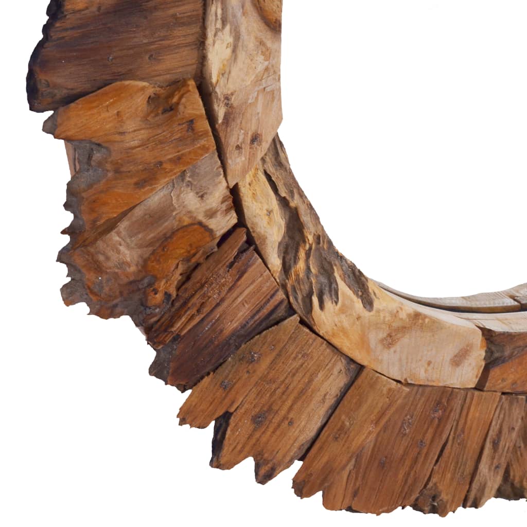 NNEVL Wall Mirror 60 cm Teak Round-3