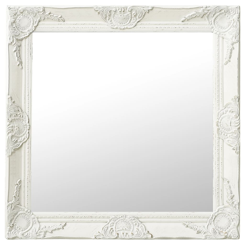 NNEVL Wall Mirror Baroque Style 60x60 cm White-0
