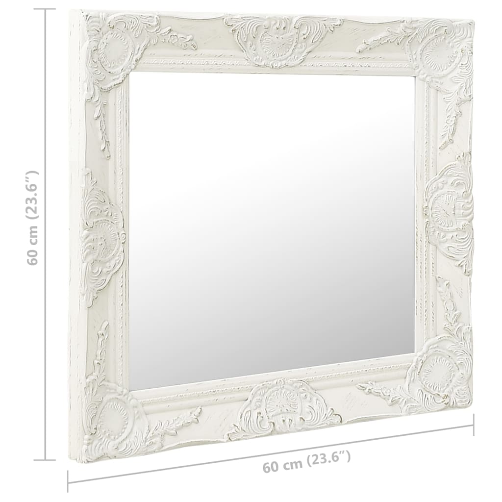 NNEVL Wall Mirror Baroque Style 60x60 cm White-4