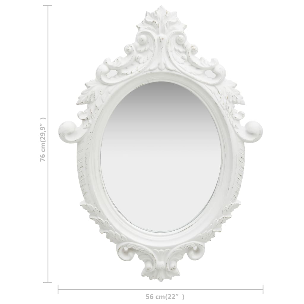 NNEVL Wall Mirror Castle Style 56x76 cm White-3