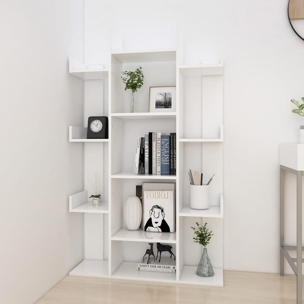 NNEVL Book Cabinet White 86x25.5x140 cm Chipboard-2