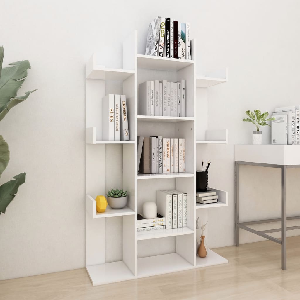 NNEVL Book Cabinet White 86x25.5x140 cm Chipboard-0