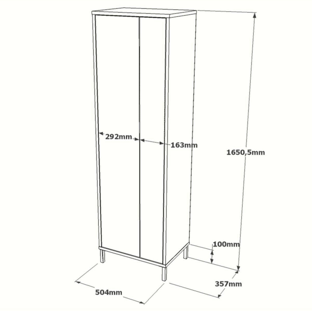 Armoire multifonction pour salle de bain ou buanderie, avec étagères et espace de rangement pour balais, seau et serpillère.
