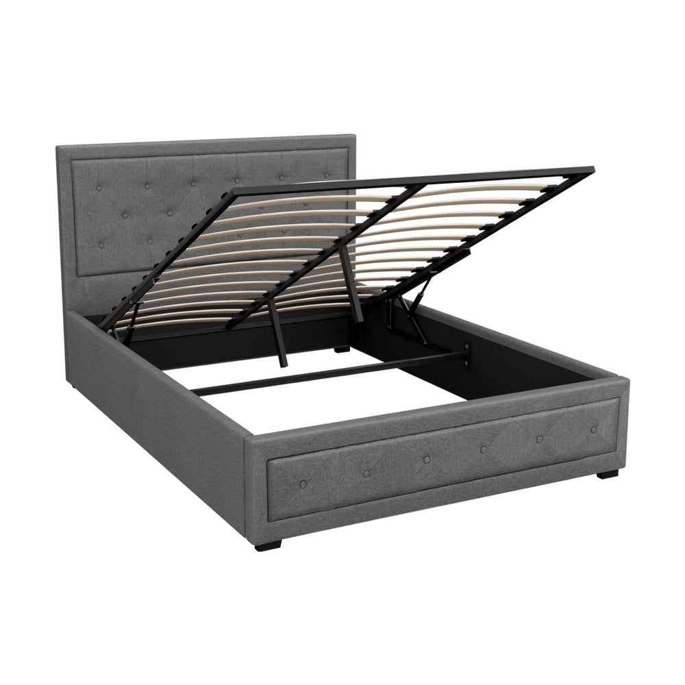 NNEDSZ Artiss Bed Frame Double Size Gas Lift Grey TIYO-0