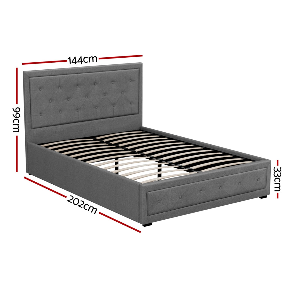NNEDSZ Artiss Bed Frame Double Size Gas Lift Grey TIYO-1