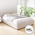 NNEDSZ Artiss Bed Frame Queen Size Gas Lift Beige VILA-0