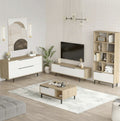 Lot de meubles pour salon BOH21 – Meuble TV, Table basse, Buffet & Bibliothèque | Style Bohème Chêne/Blanc, Blanc ou Chêne