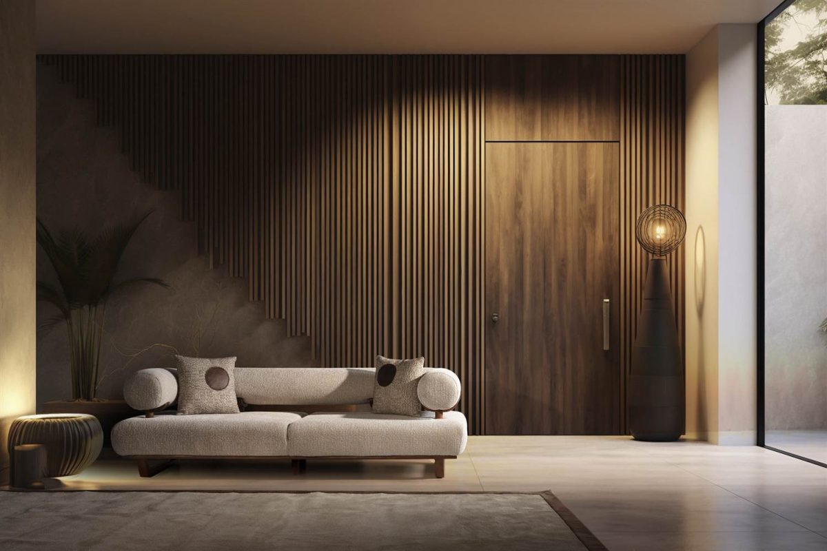 Canapé 3 places 235cm, structure robuste en bois massif et texture douce avec tissu de haute qualité pour un environnement paisible et confortable.