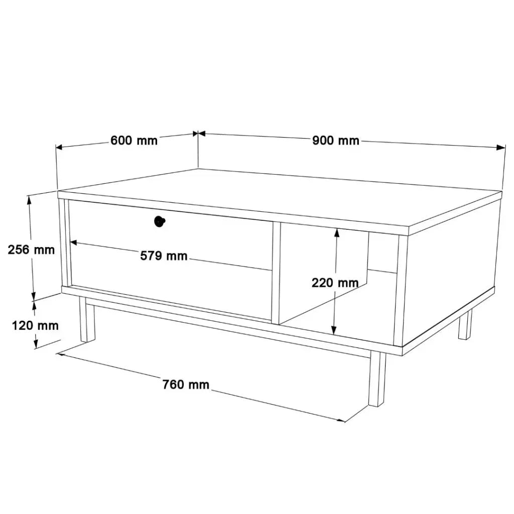Table basse CA3 – Design Impression UV 90 cm | Chêne & Blanc
