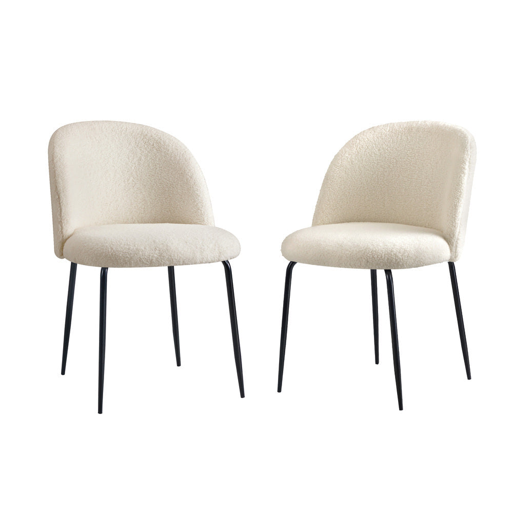 NNEED 2x Dining Chairs Upholstered Sherpa White-0