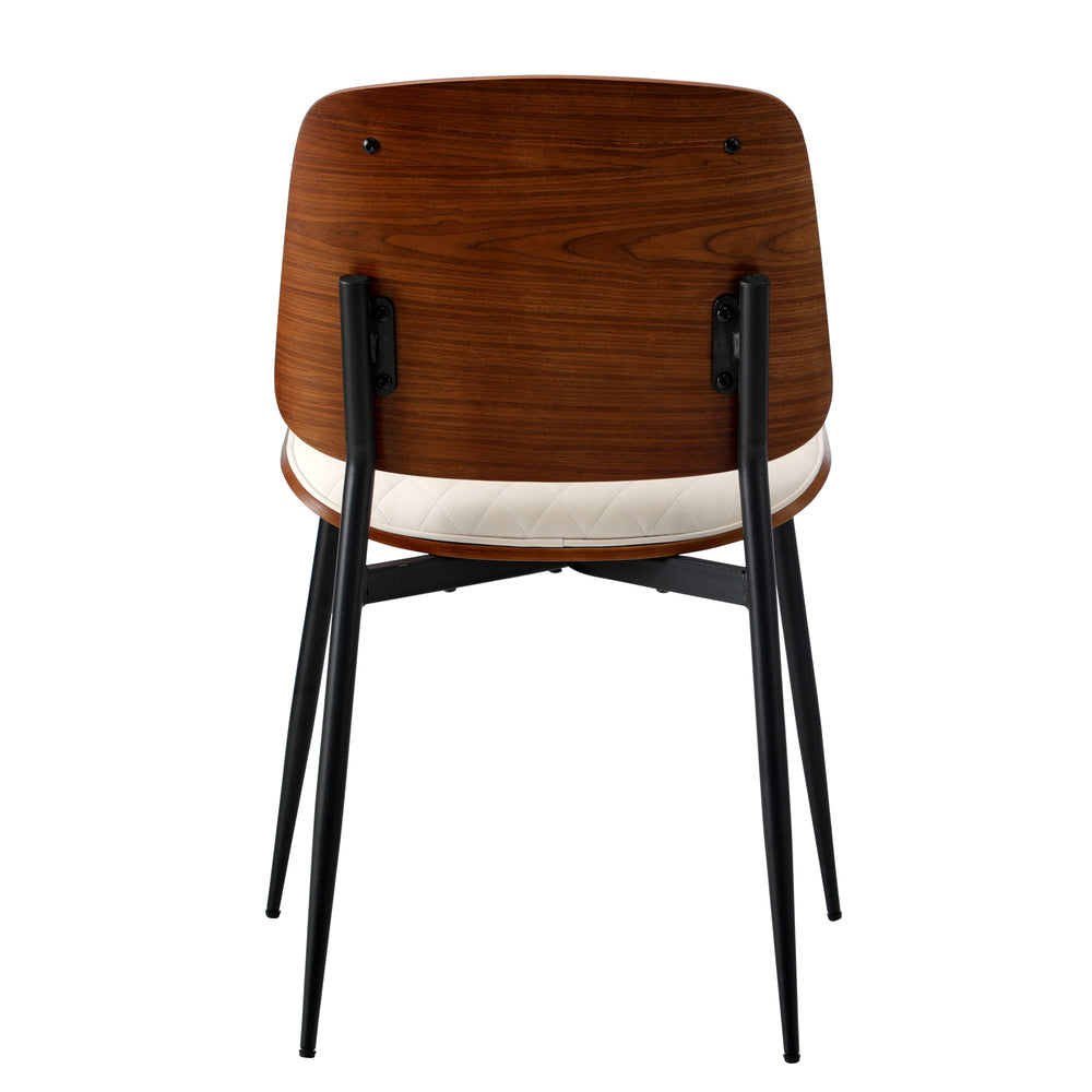 NNEED 2x Dining Chairs PU Leather Wood Frame Metal Legs White-2