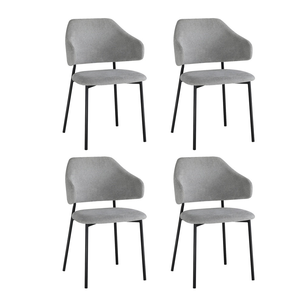 NNEED 4x Dining Chairs Tub Fabric Grey&Black-0
