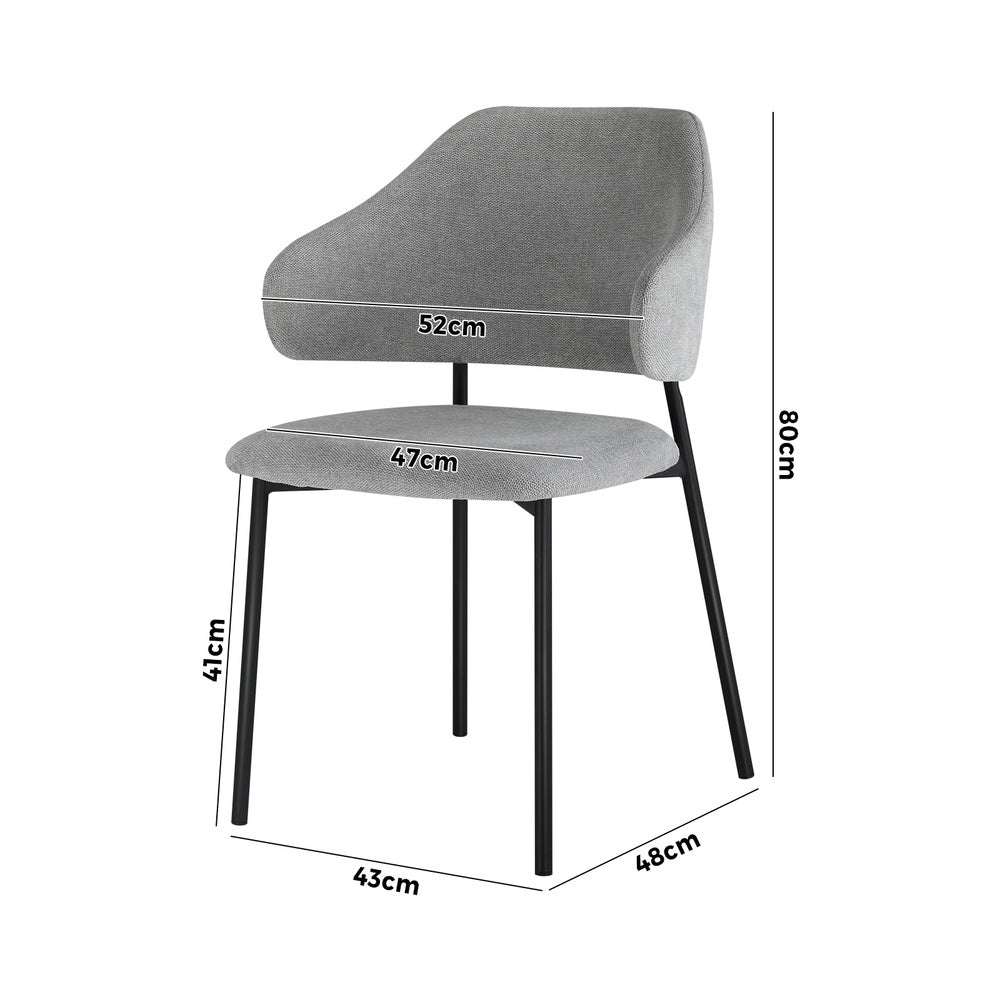 NNEED 4x Dining Chairs Tub Fabric Grey&Black-1