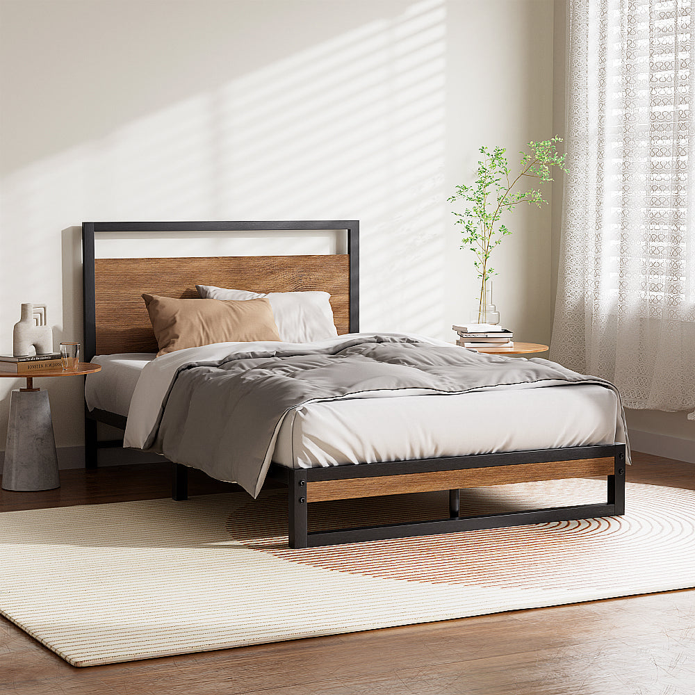 NNEDSZ Artiss Bed Frame Metal Bed Frame DANE - King Single-0