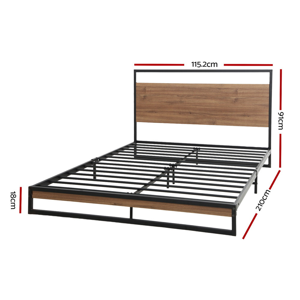 NNEDSZ Artiss Bed Frame Metal Bed Frame DANE - King Single-2