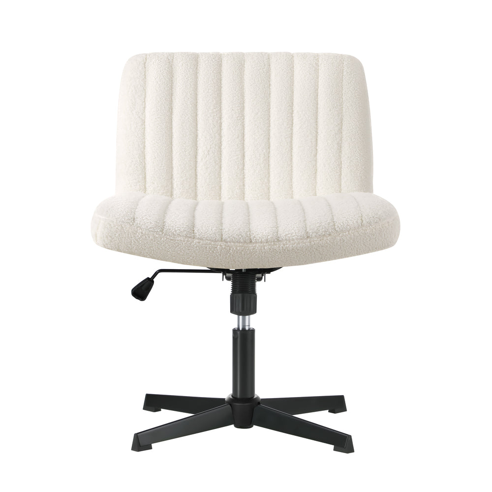 NNEED Mid Back Office Chair Wide Seat Sherpa White-4