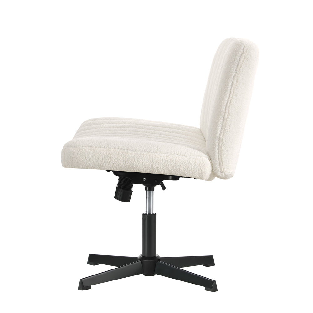 NNEED Mid Back Office Chair Wide Seat Sherpa White-3