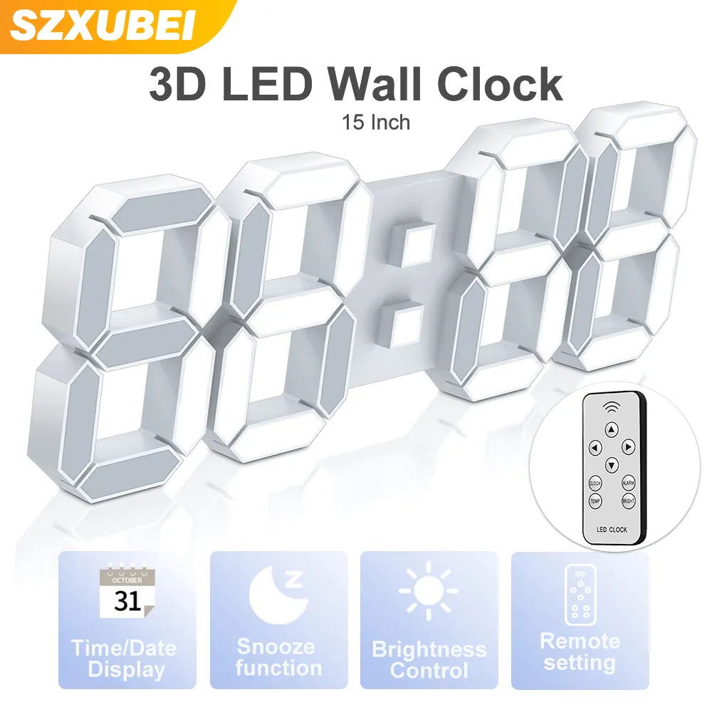 Modern 3D LED Wall Clock with Remote Control-1