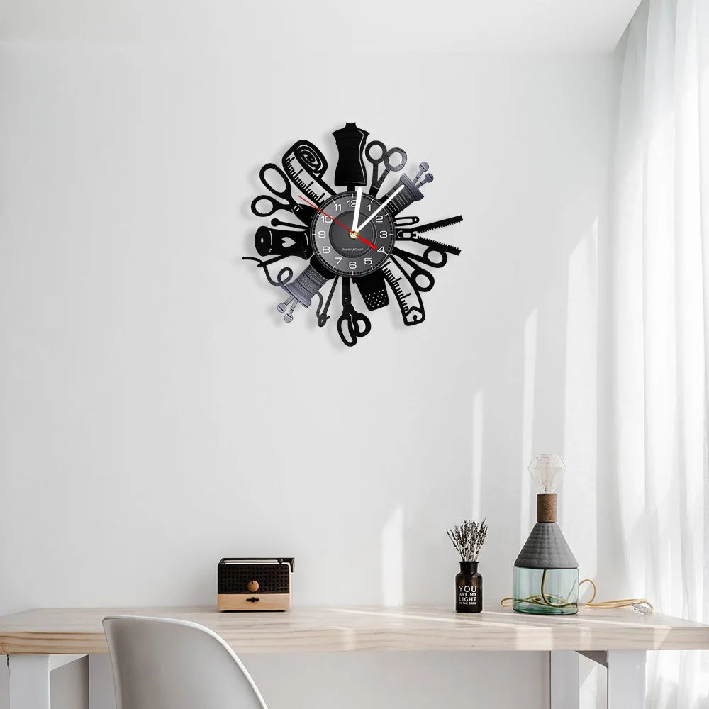 NNEOBA Vintage Sewing Machine Wall Clock: Retro Chic for Timeless Decor-3