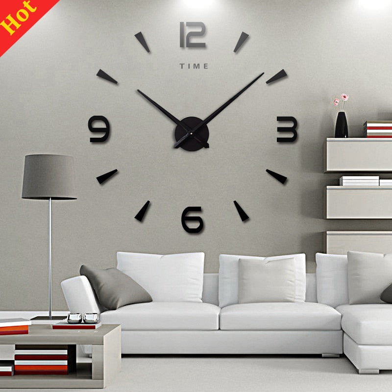 Large Wall Clock Quartz 3D DIY Big Watch Decorative Kitchen Clocks Acrylic Mirror Sticker Oversize Wall Clocks Home Letter Decor-0