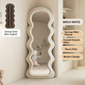 NNEDSZ 1.7m Elegance Curvy Floor Mirror Wavy Full Lenght Curvy Squiggle Full Body Irregular Asymmetrical Floor Home Decor Birch White-0