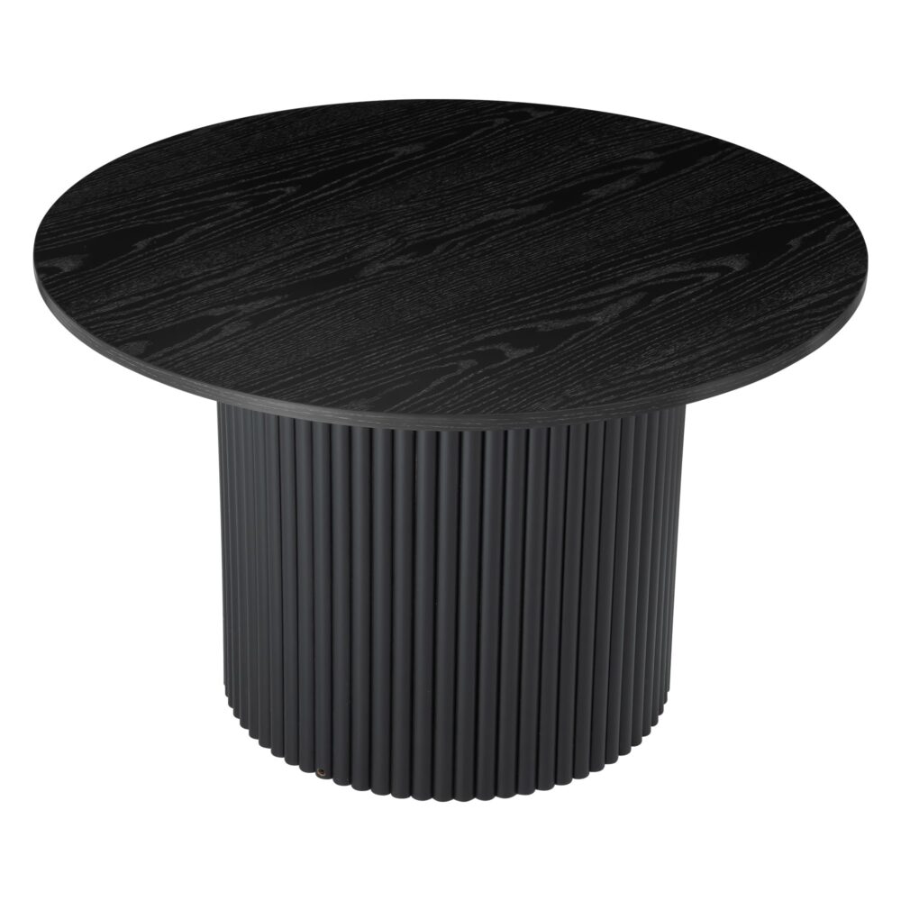 NNEDSZ Luxe Black Ribbed Texture Wooden Coffee Table-2